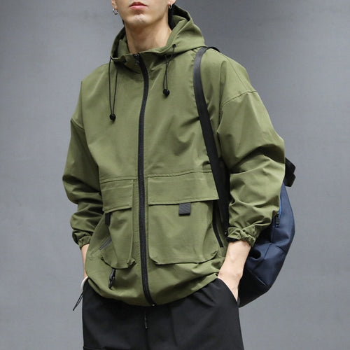 army green hooded jacket